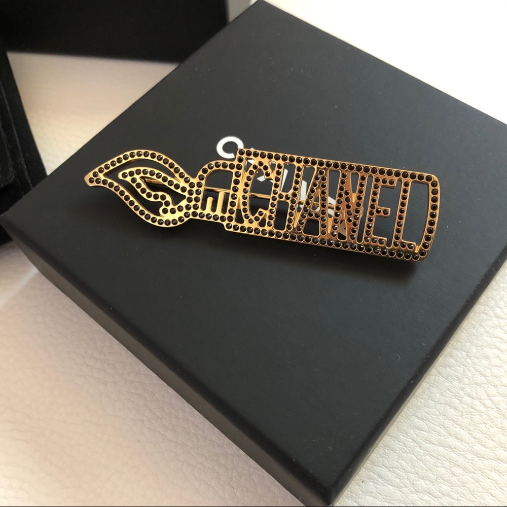 Chanel Black Crystal Lighter Brooch